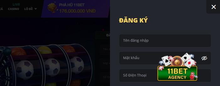 Điền các thông tin đăng ký 11bet