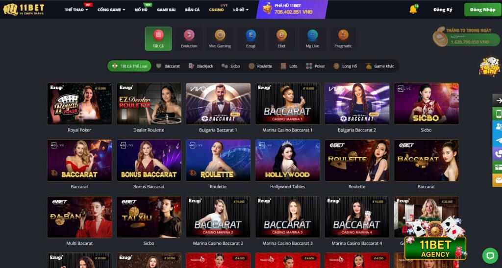 Kho sản phẩm cá cược, đa dạng được cập nhật liên tục của nhà cái 11Bet com