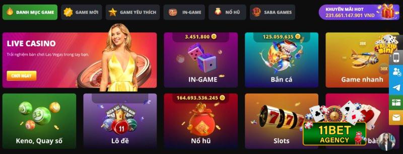 Kho trò chơi tại 11Bet Club rất phong phú, đa dạng